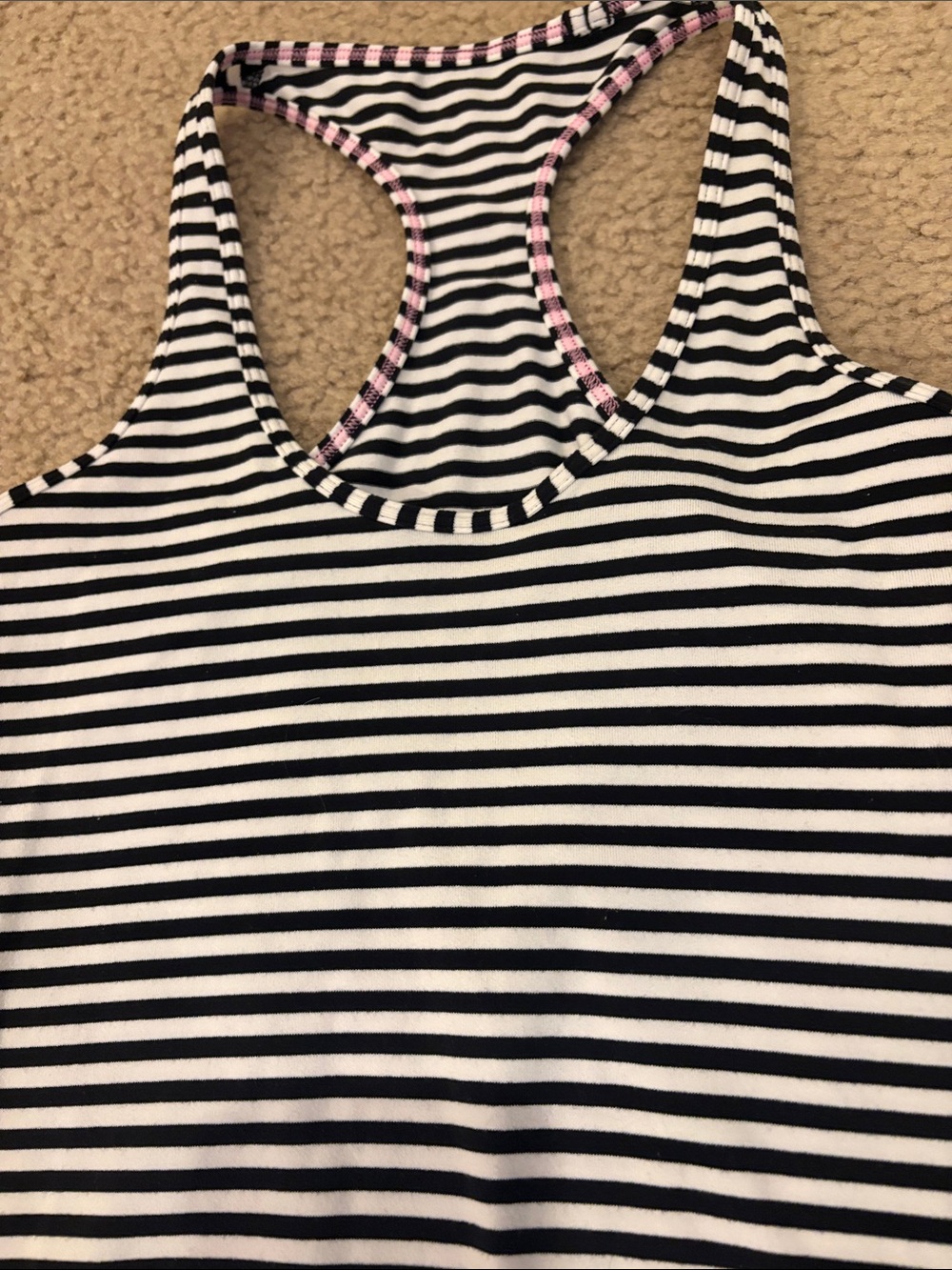 lululemon athletica Black and White Striped Racerback Tank - Picture 2 of 3